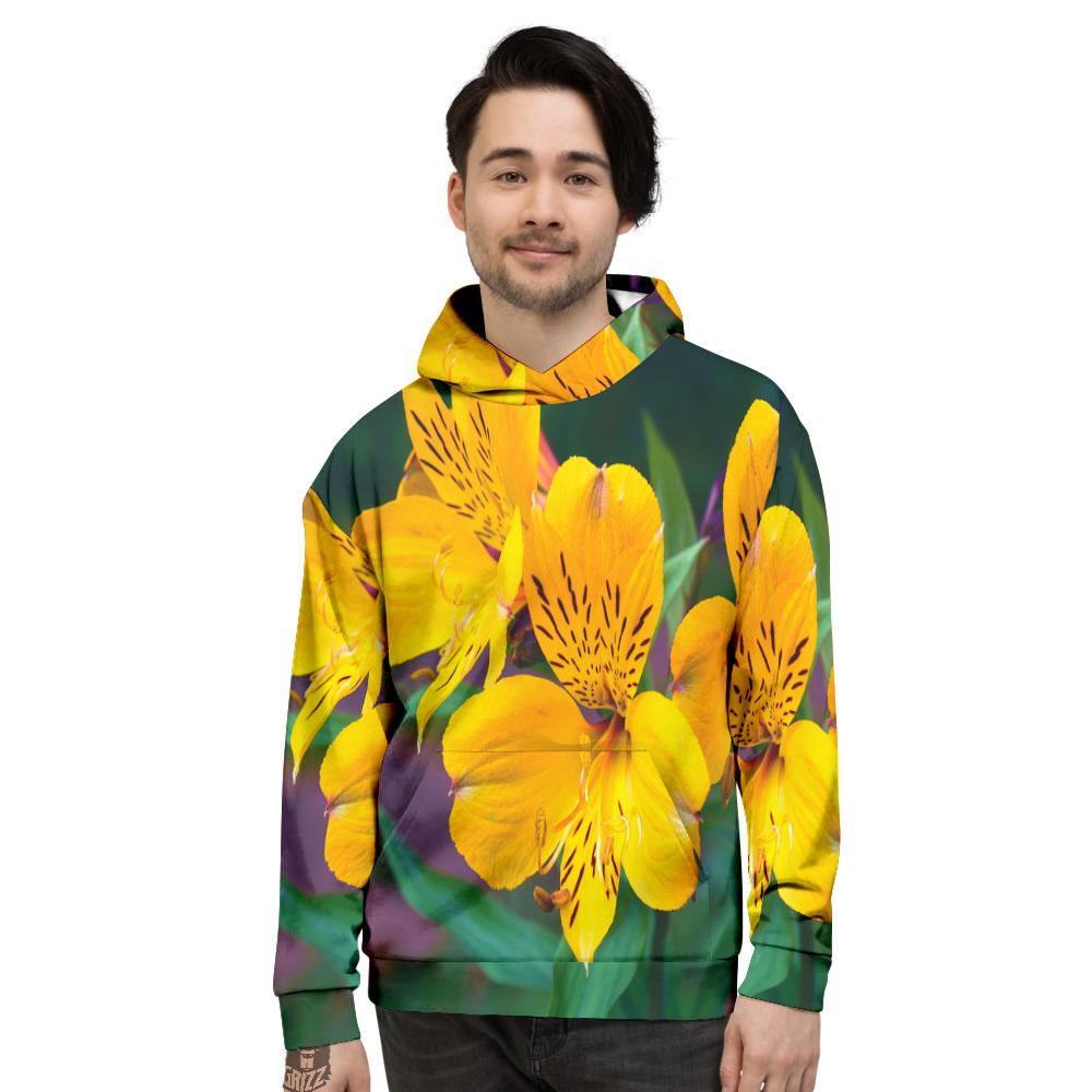 Alstroemeria Yellow Print Men's Hoodie-grizzshop