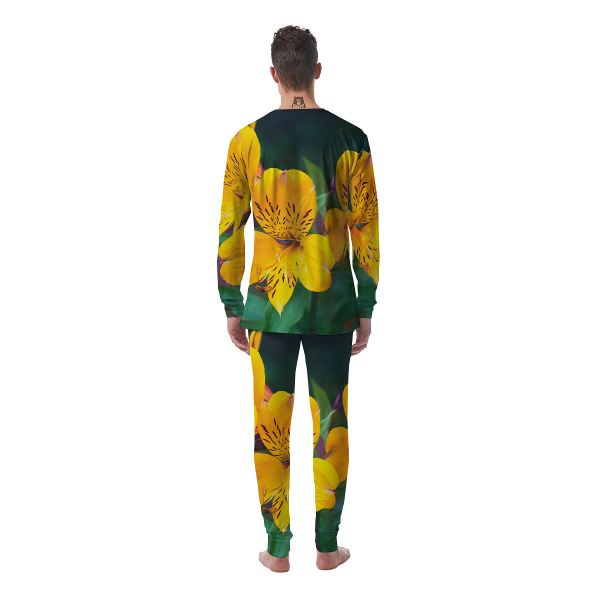 Alstroemeria Yellow Print Men's Pajamas-grizzshop