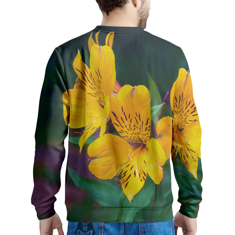 Alstroemeria Yellow Print Men's Sweatshirt-grizzshop