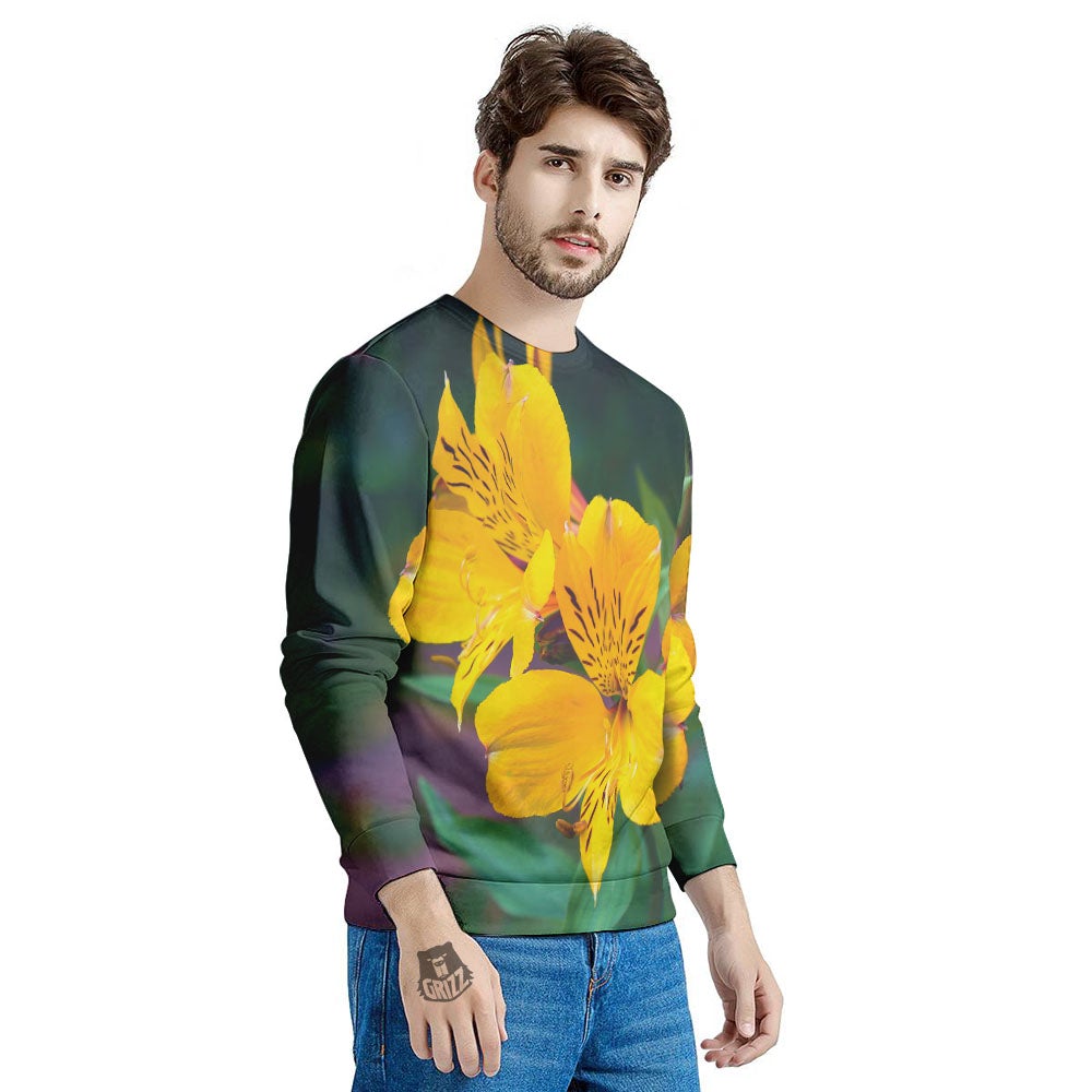Alstroemeria Yellow Print Men's Sweatshirt-grizzshop