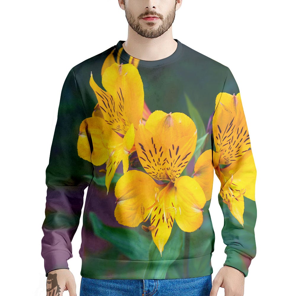 Alstroemeria Yellow Print Men's Sweatshirt-grizzshop