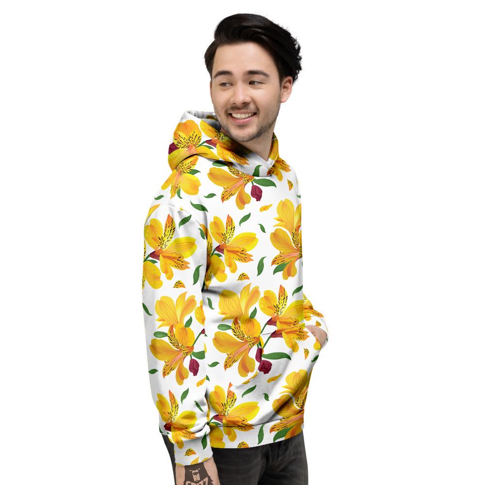 Alstroemeria Yellow Print Pattern Men's Hoodie-grizzshop