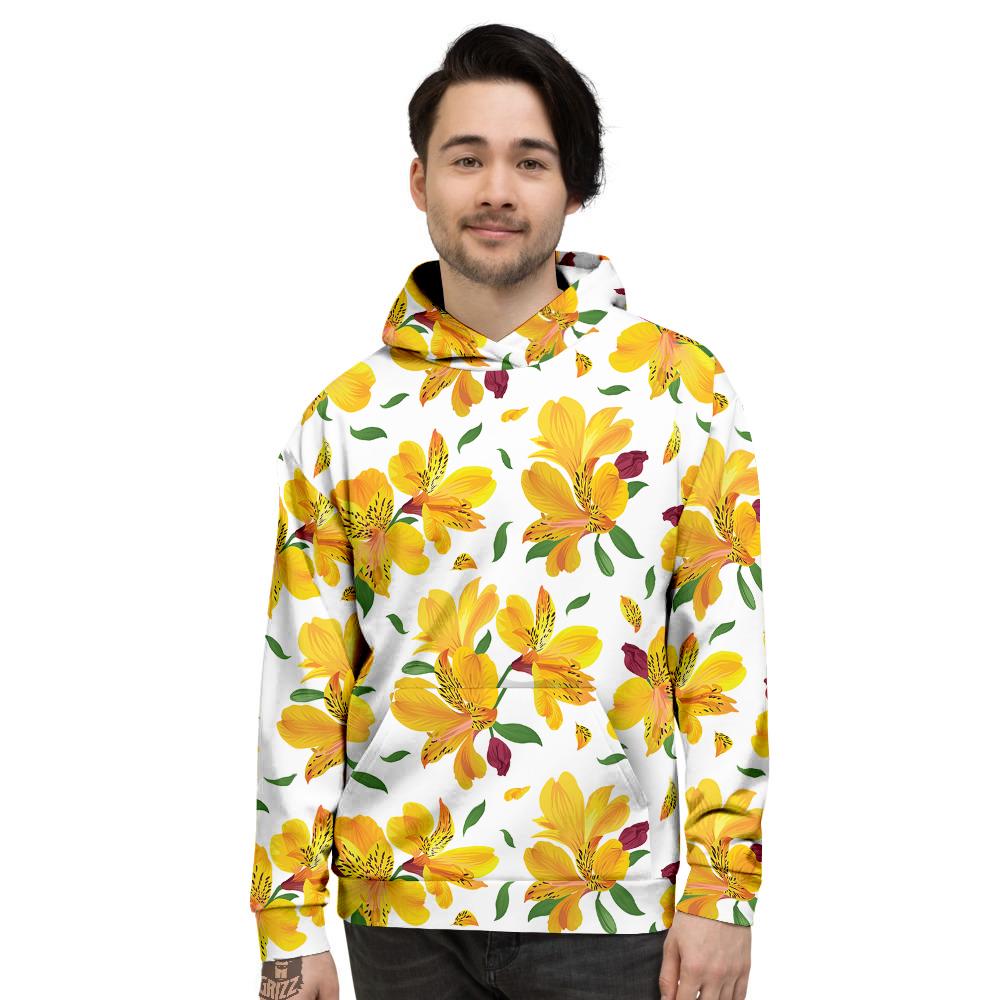 Alstroemeria Yellow Print Pattern Men's Hoodie-grizzshop