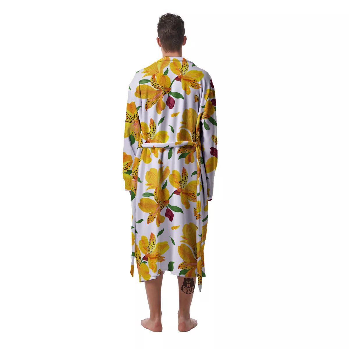 Alstroemeria Yellow Print Pattern Men's Robe-grizzshop
