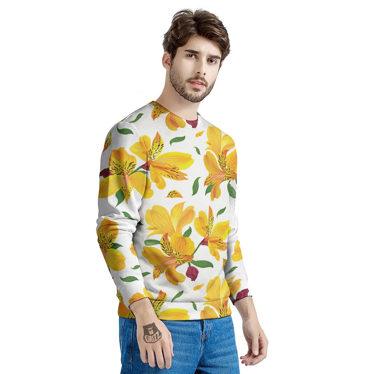 Alstroemeria Yellow Print Pattern Men's Sweatshirt-grizzshop