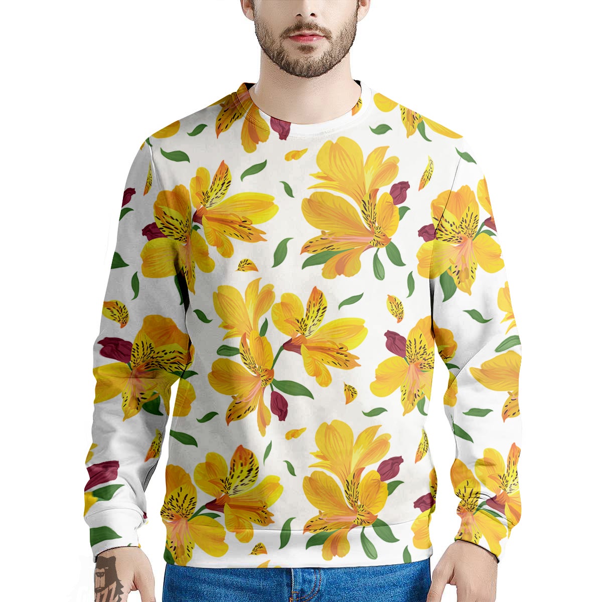 Alstroemeria Yellow Print Pattern Men's Sweatshirt-grizzshop