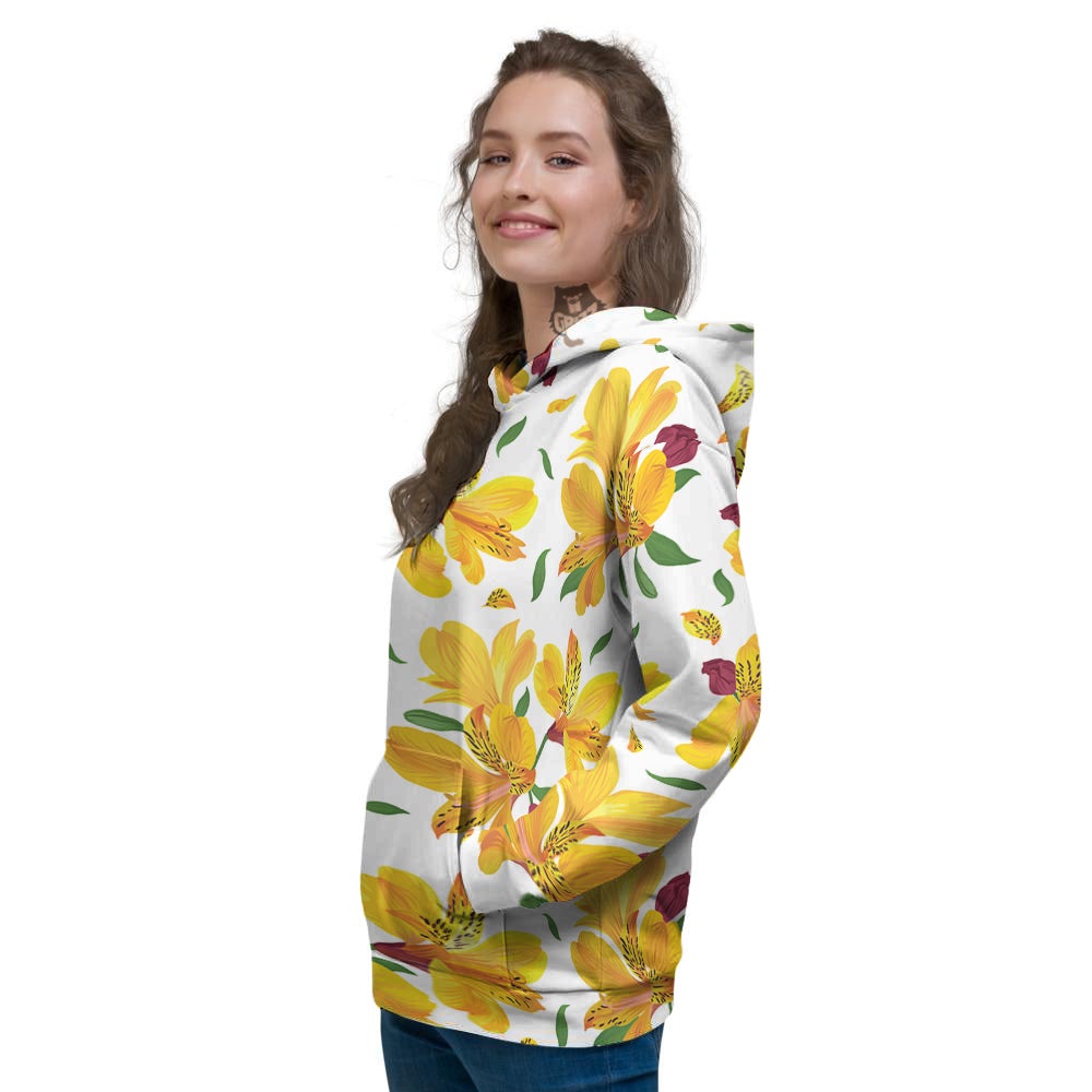 Alstroemeria Yellow Print Pattern Women's Hoodie-grizzshop
