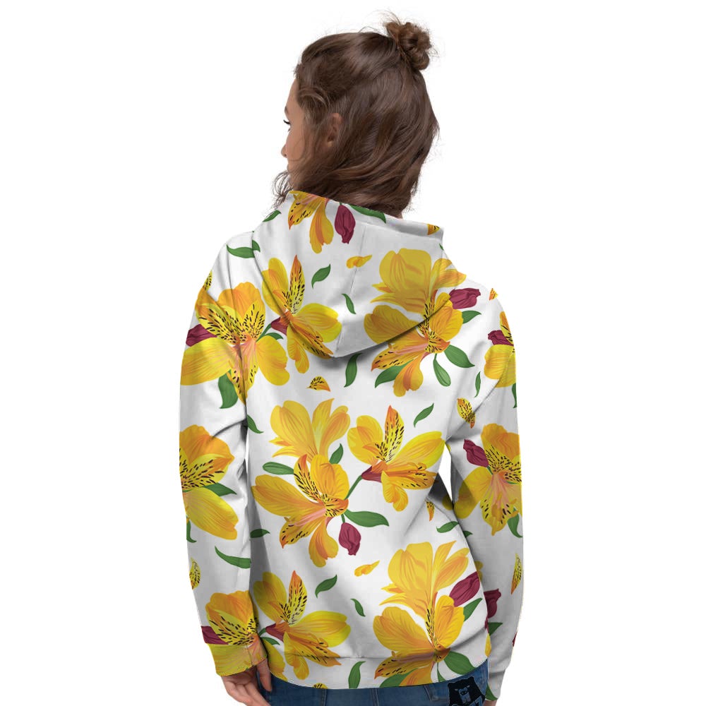 Alstroemeria Yellow Print Pattern Women's Hoodie-grizzshop