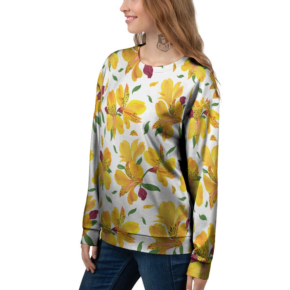 Alstroemeria Yellow Print Pattern Women's Sweatshirt-grizzshop