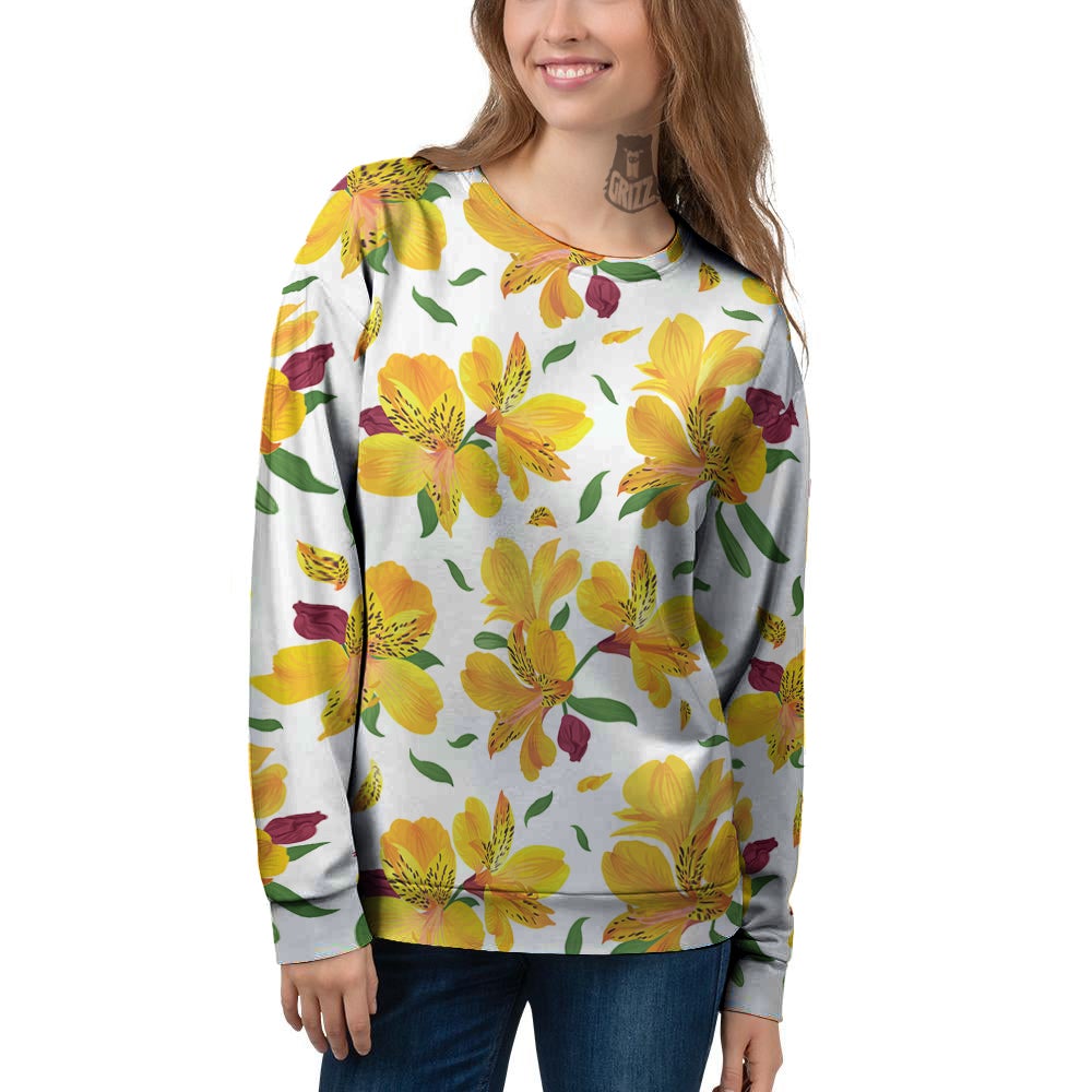 Alstroemeria Yellow Print Pattern Women's Sweatshirt-grizzshop