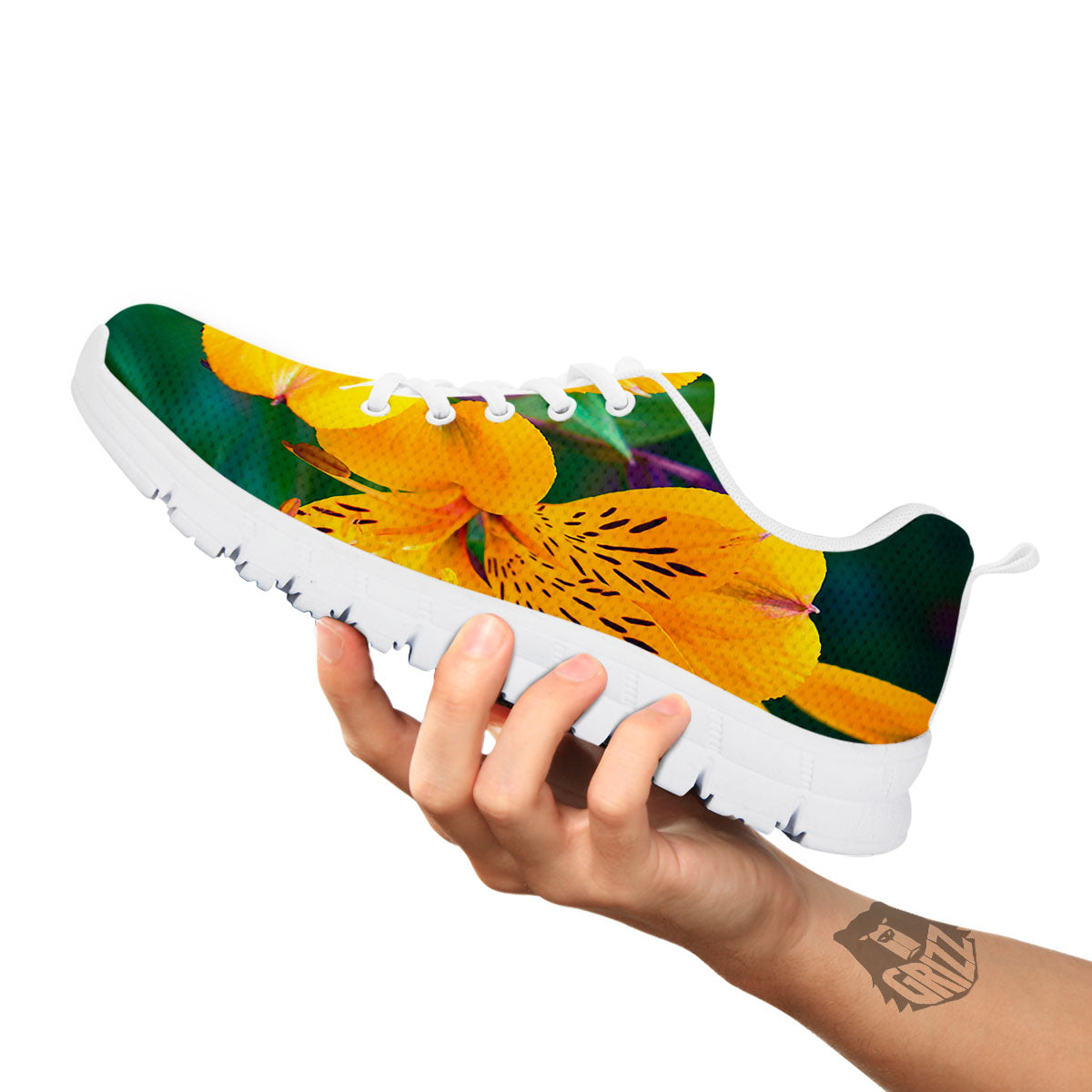 Alstroemeria Yellow Print White Sneaker-grizzshop