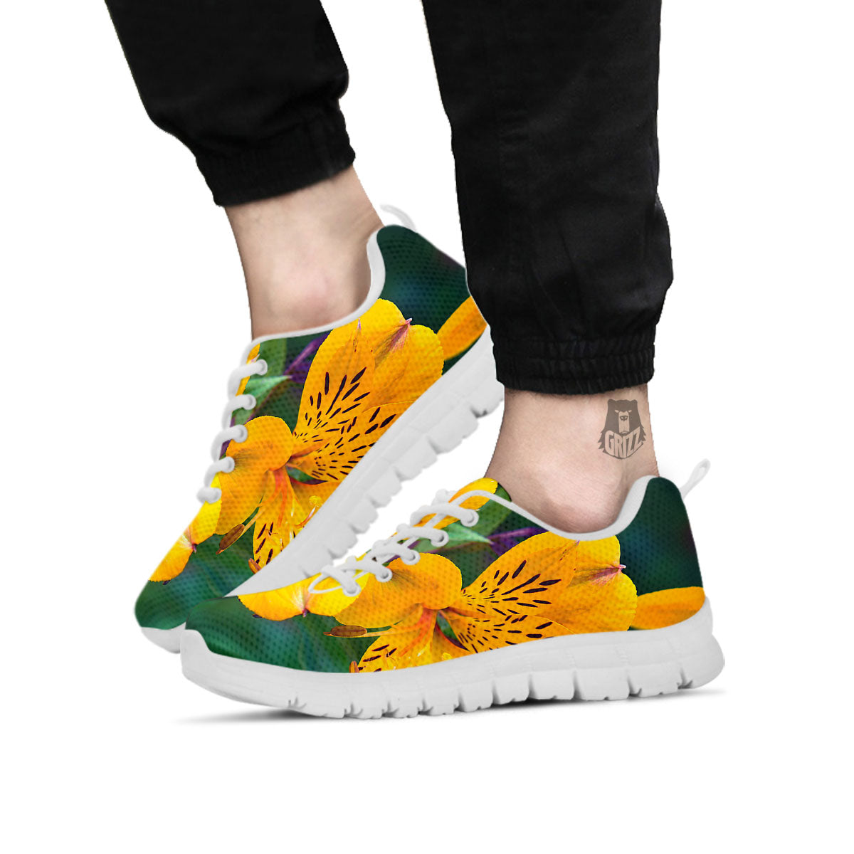 Alstroemeria Yellow Print White Sneaker-grizzshop