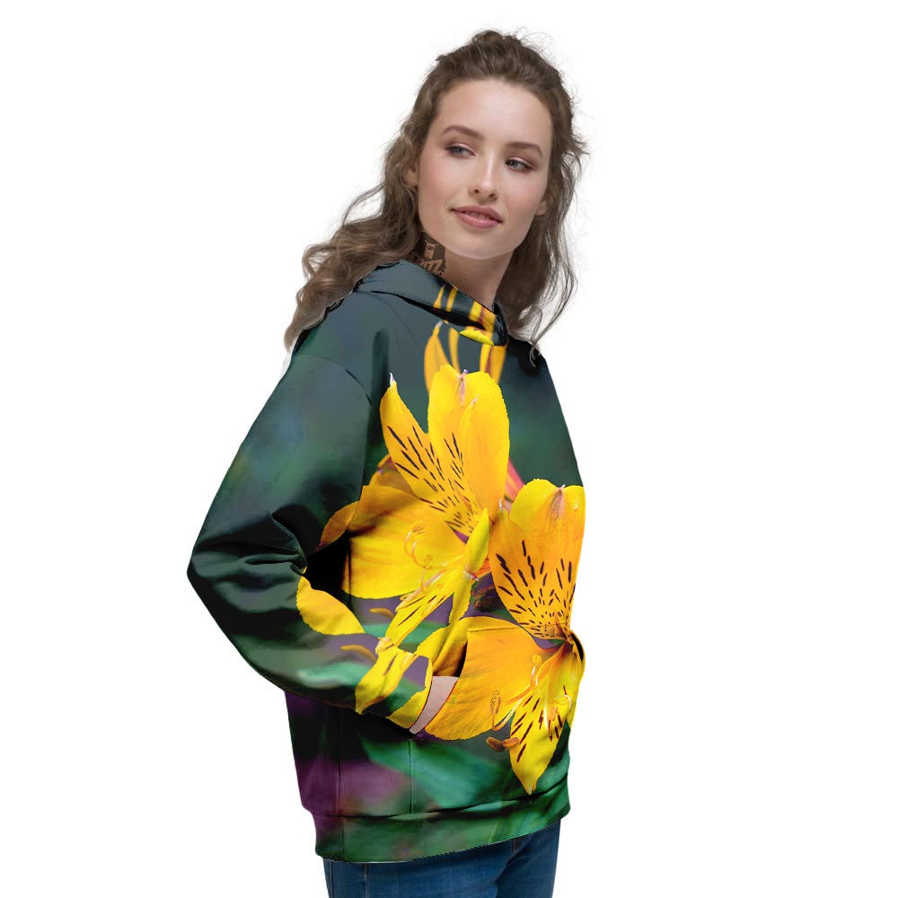 Alstroemeria Yellow Print Women's Hoodie-grizzshop