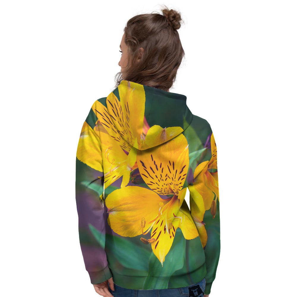 Alstroemeria Yellow Print Women's Hoodie-grizzshop