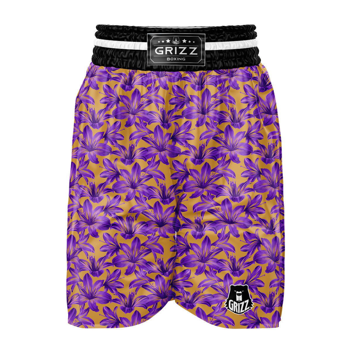 Amaryllis Japanese Purple Print Pattern Boxing Shorts-grizzshop