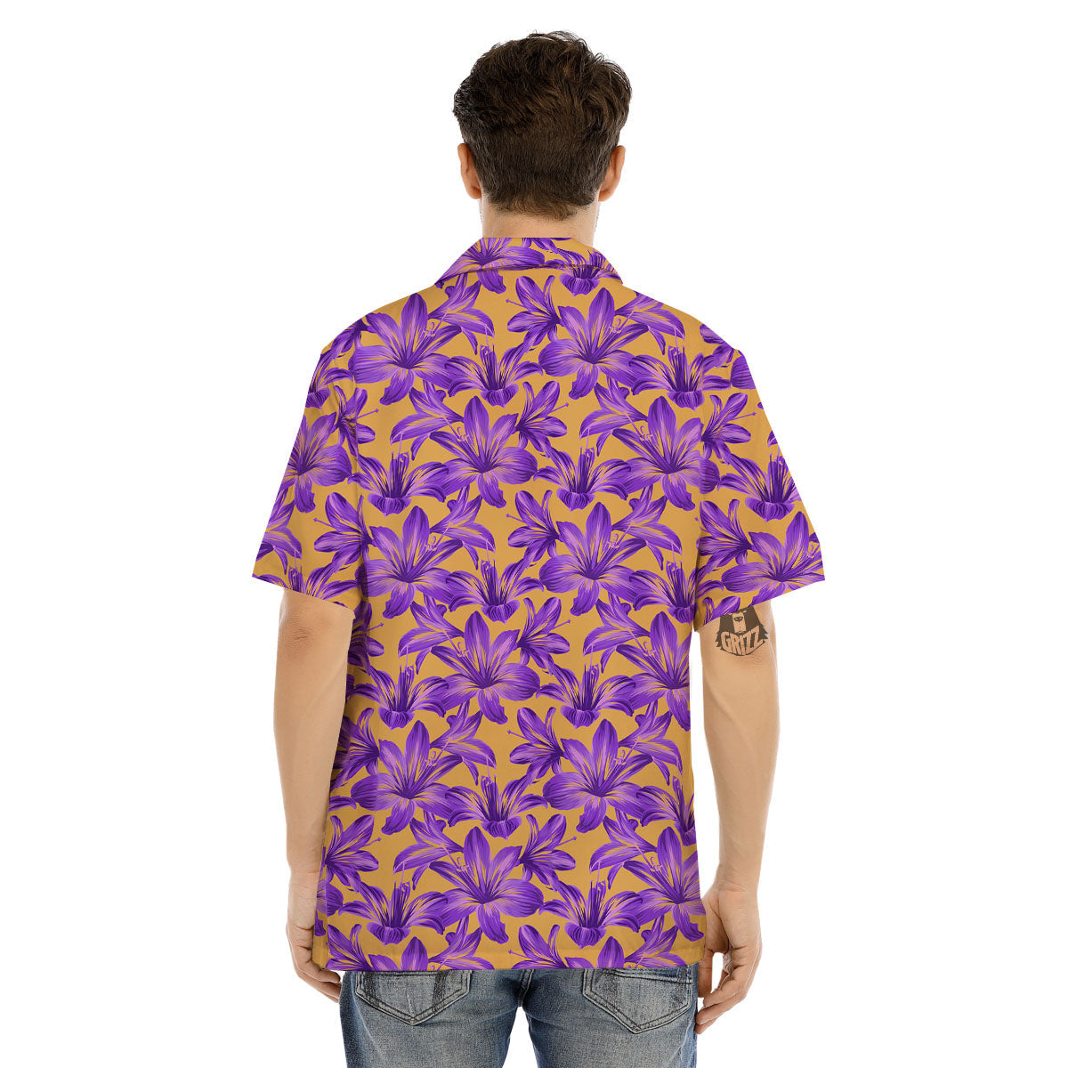Amaryllis Japanese Purple Print Pattern Men's Hawaiian Shirt-grizzshop