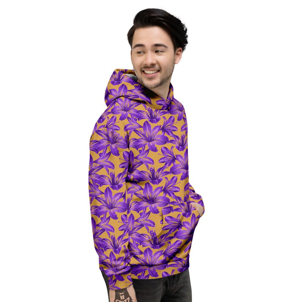 Amaryllis Japanese Purple Print Pattern Men's Hoodie-grizzshop