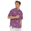 Amaryllis Japanese Purple Print Pattern Men's Short Sleeve Shirts-grizzshop