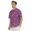 Amaryllis Japanese Purple Print Pattern Men's Short Sleeve Shirts-grizzshop