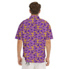 Amaryllis Japanese Purple Print Pattern Men's Short Sleeve Shirts-grizzshop