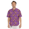 Amaryllis Japanese Purple Print Pattern Men's Short Sleeve Shirts-grizzshop