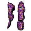 Amaryllis Japanese Purple Print Pattern Muay Thai Shin Guards-grizzshop