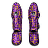 Amaryllis Japanese Purple Print Pattern Muay Thai Shin Guards-grizzshop