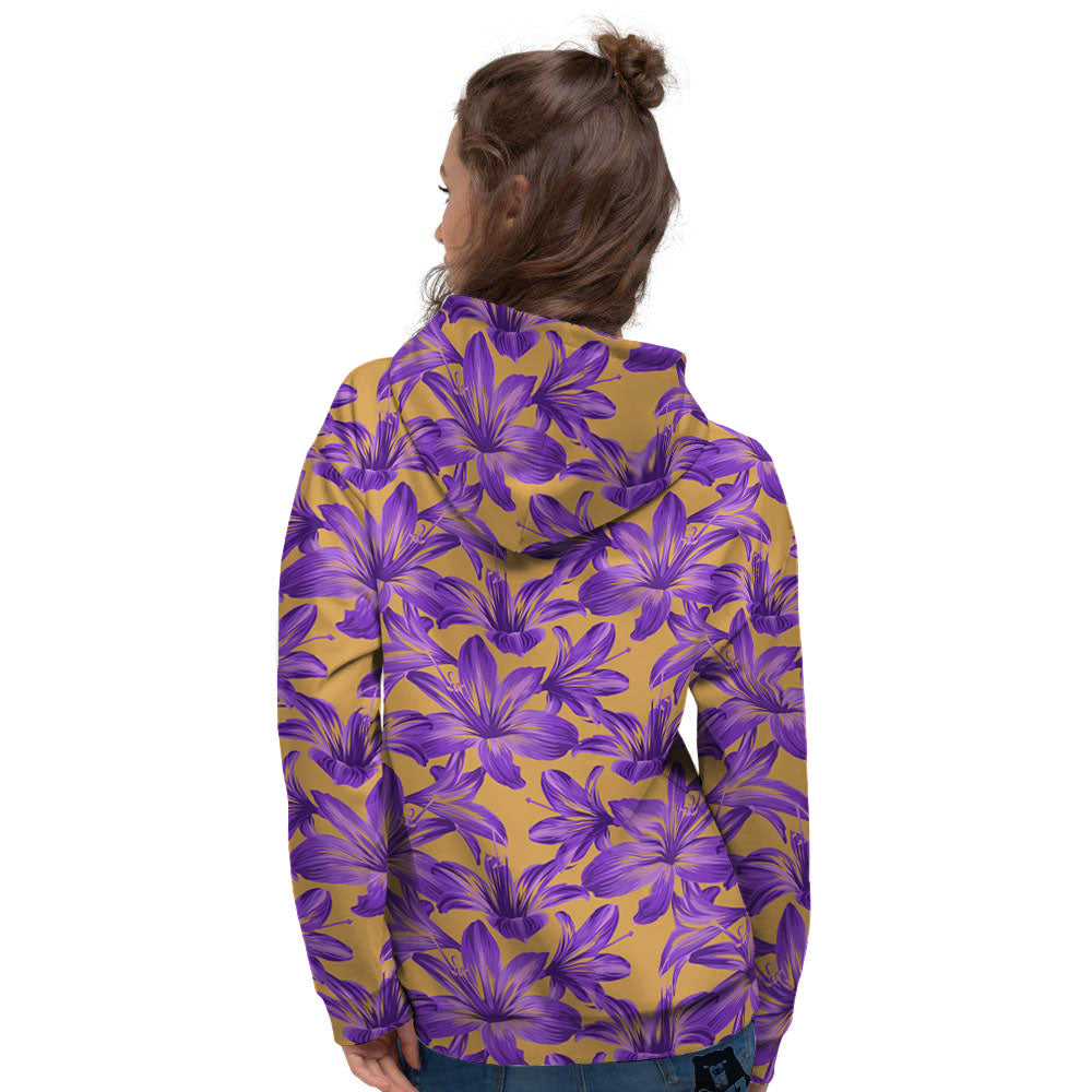 Amaryllis Japanese Purple Print Pattern Women's Hoodie-grizzshop