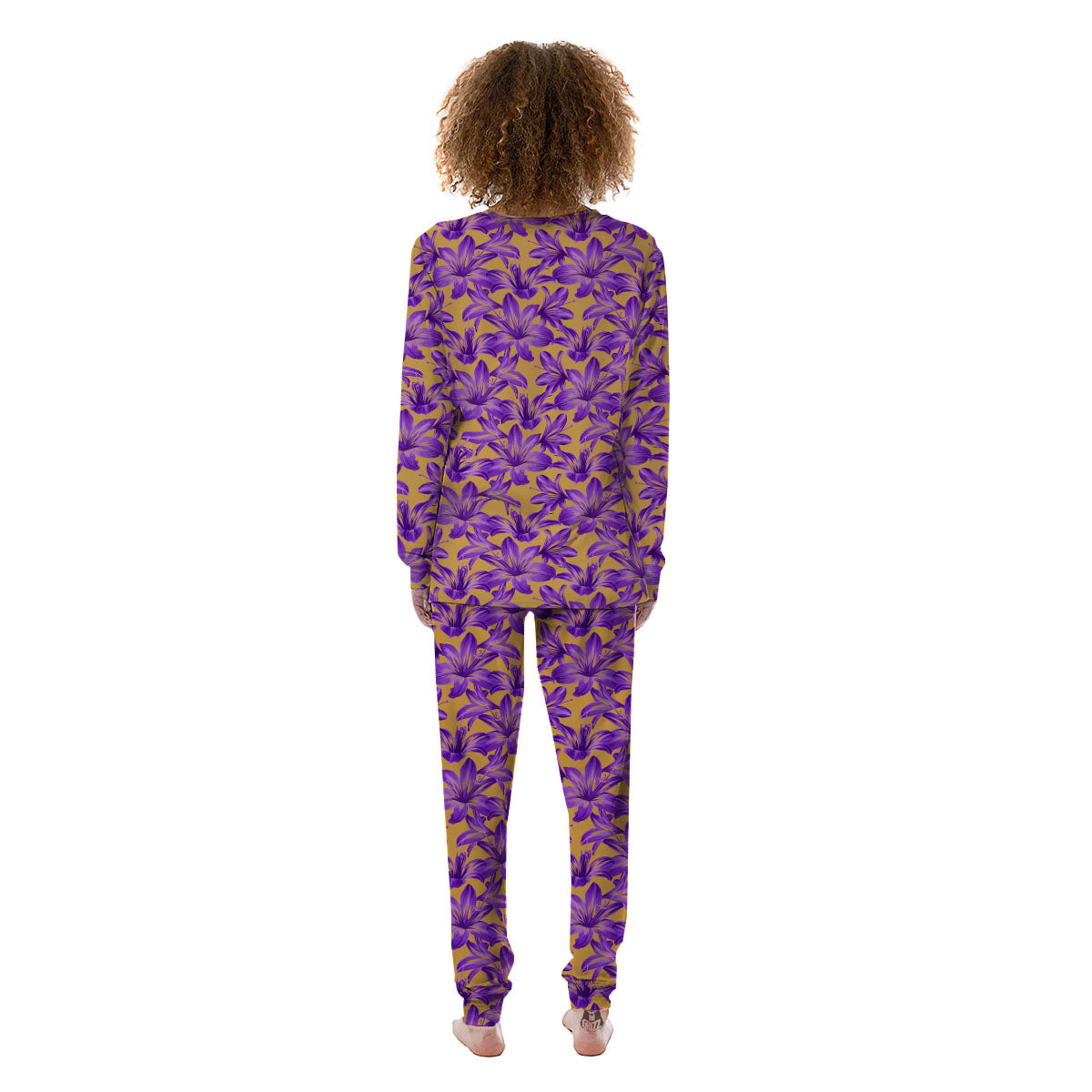 Amaryllis Japanese Purple Print Pattern Women's Pajamas-grizzshop