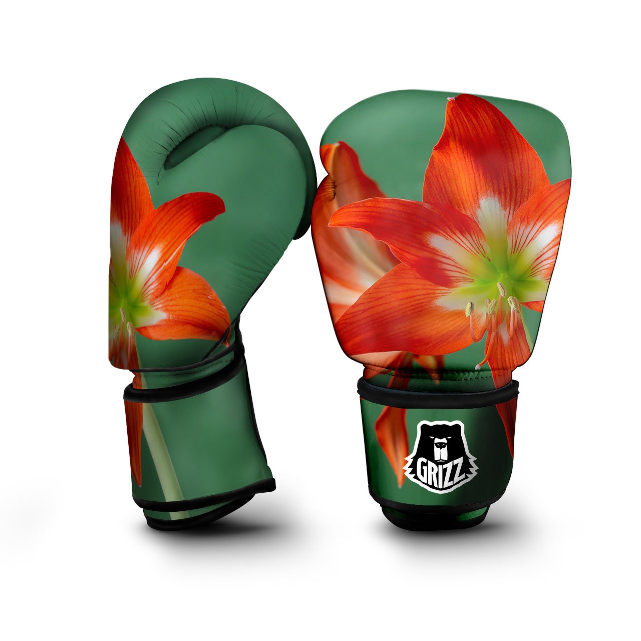 Amaryllis Orange Print Boxing Gloves-grizzshop