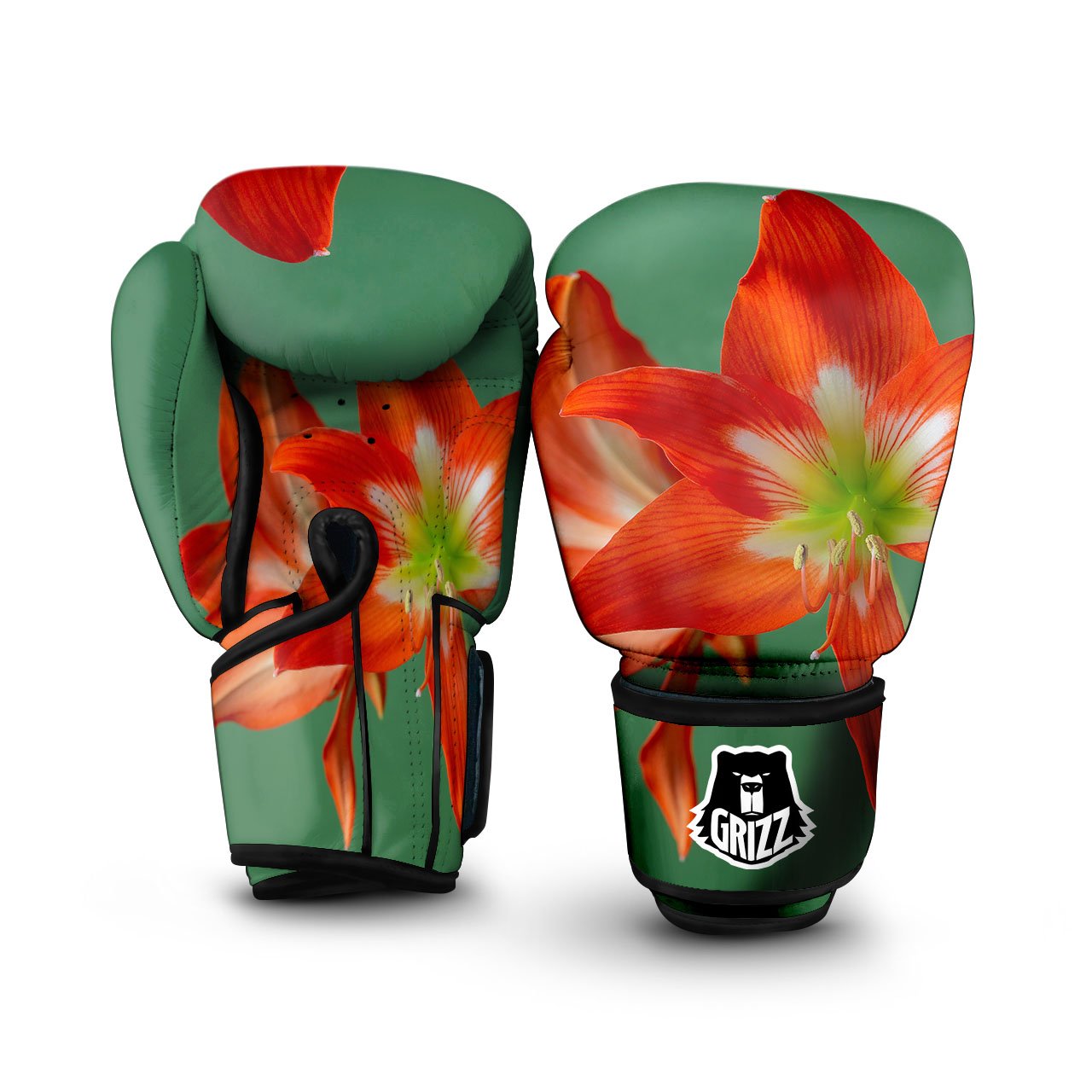 Amaryllis Orange Print Boxing Gloves-grizzshop