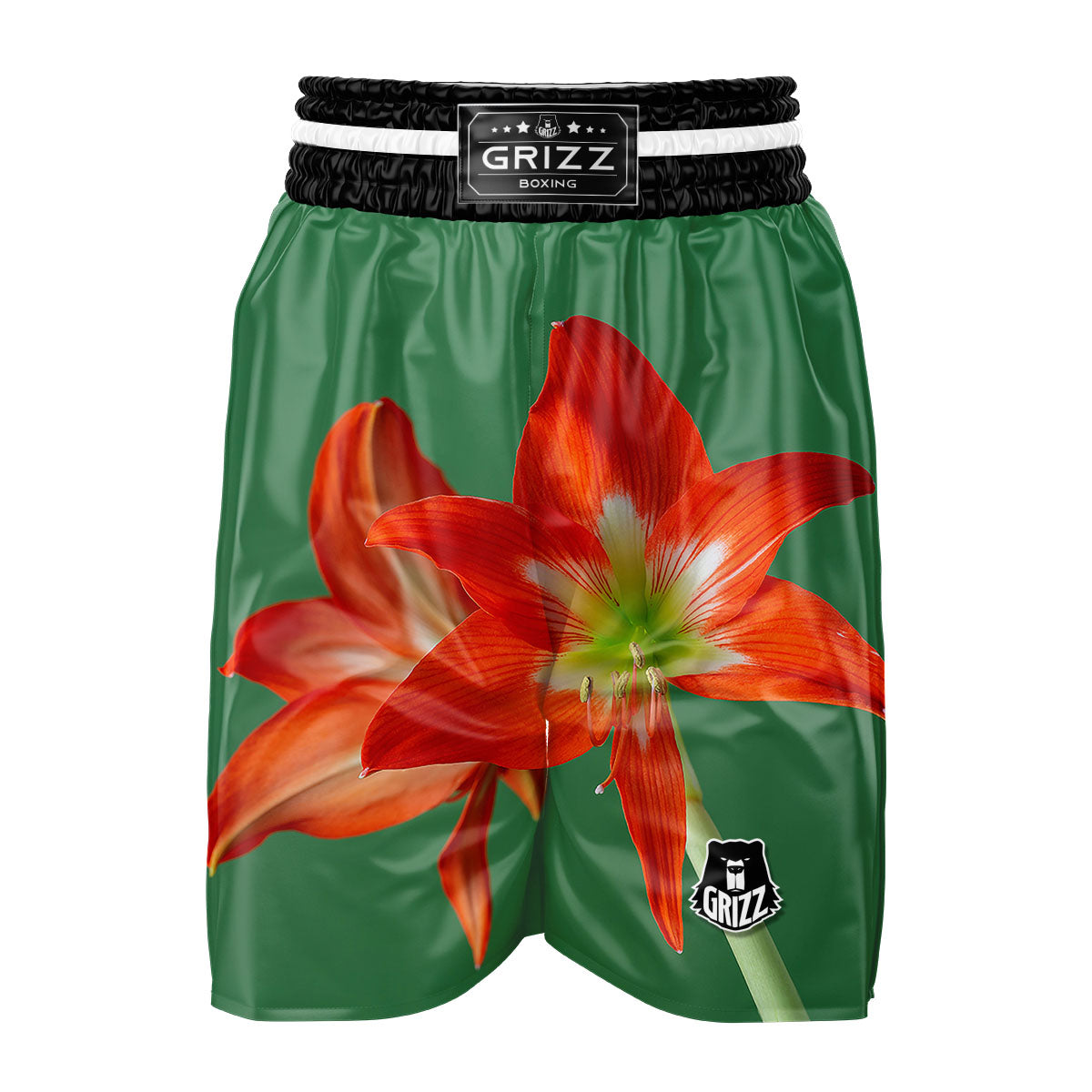 Amaryllis Orange Print Boxing Shorts-grizzshop