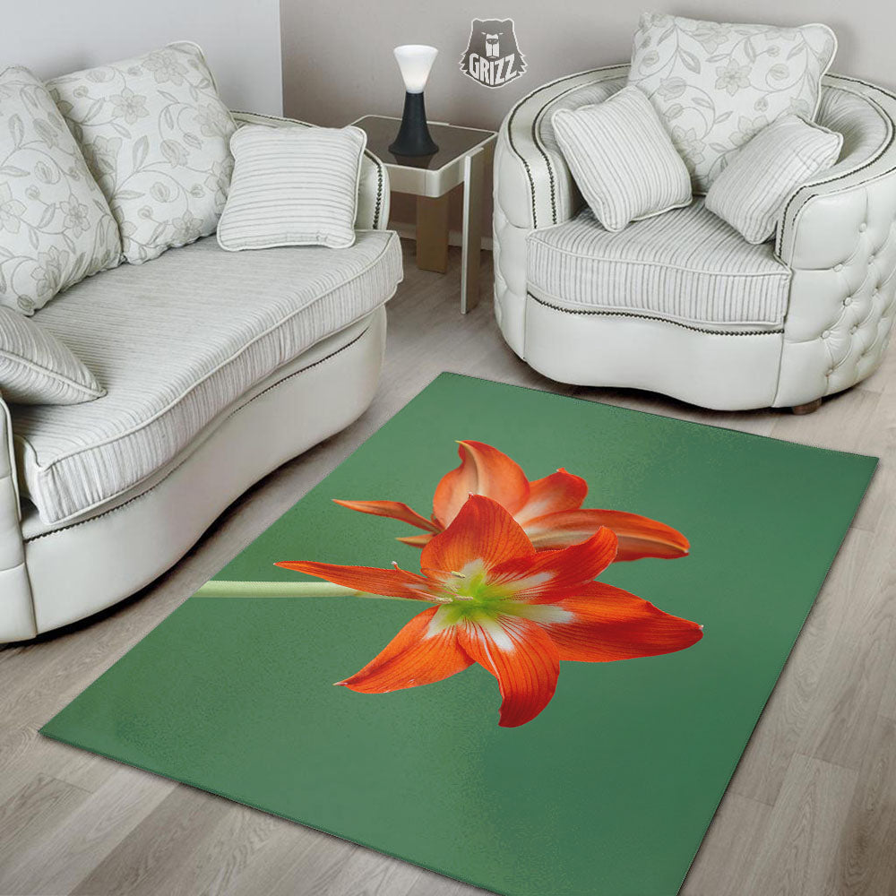 Amaryllis Orange Print Floor Mat-grizzshop