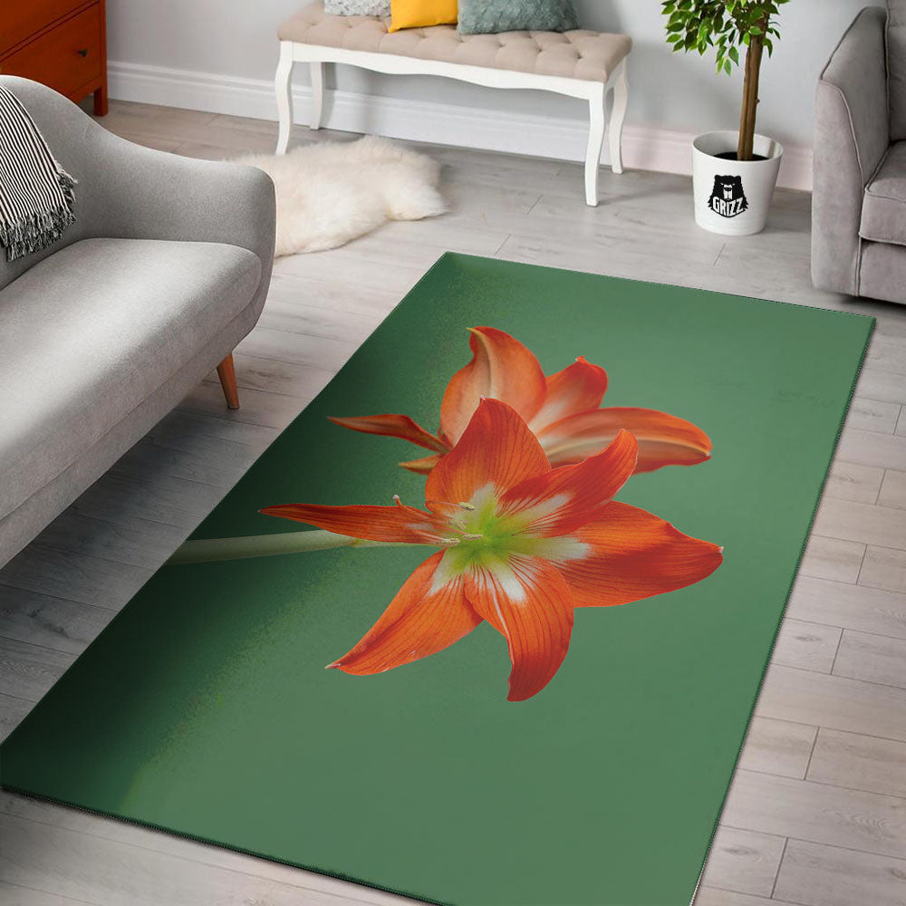 Amaryllis Orange Print Floor Mat-grizzshop