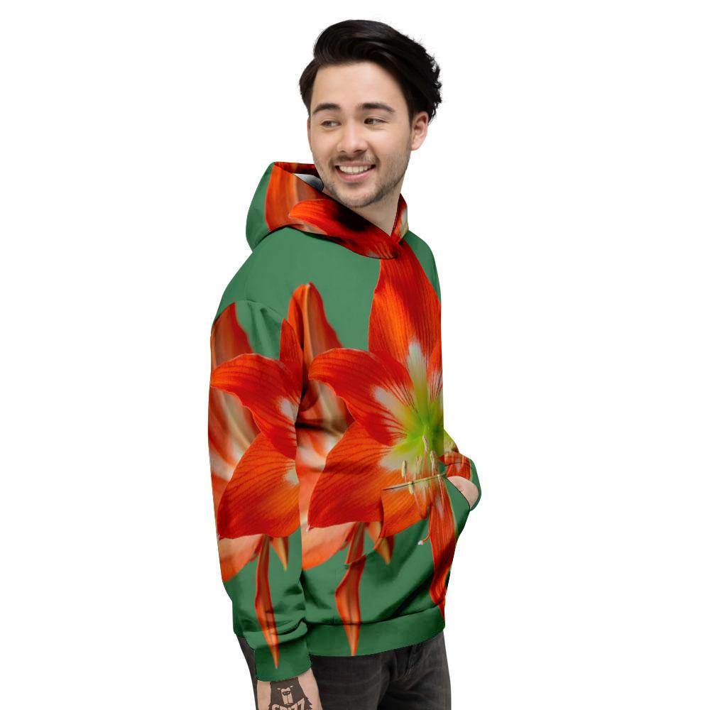 Amaryllis Orange Print Men's Hoodie-grizzshop