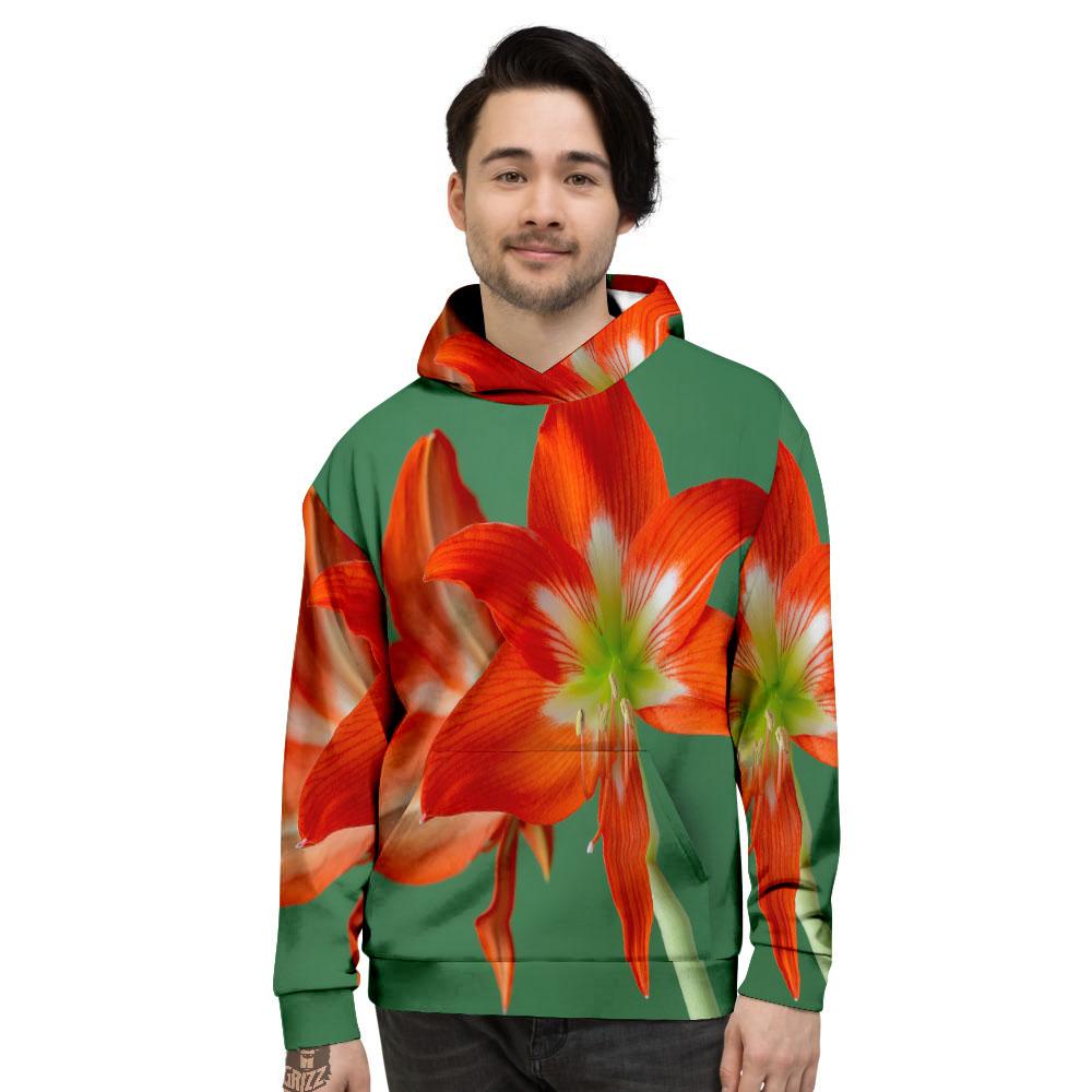 Amaryllis Orange Print Men's Hoodie-grizzshop