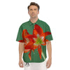 Amaryllis Orange Print Men's Short Sleeve Shirts-grizzshop