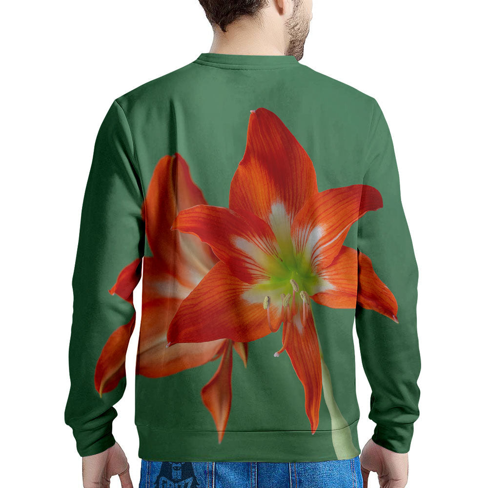 Amaryllis Orange Print Men's Sweatshirt-grizzshop