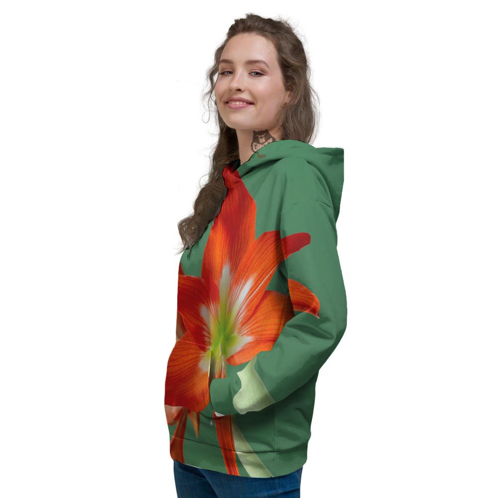 Amaryllis Orange Print Women's Hoodie-grizzshop