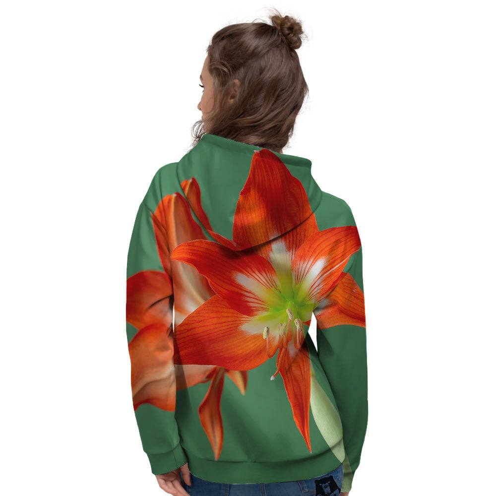 Amaryllis Orange Print Women's Hoodie-grizzshop