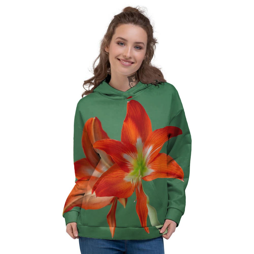 Amaryllis Orange Print Women's Hoodie-grizzshop