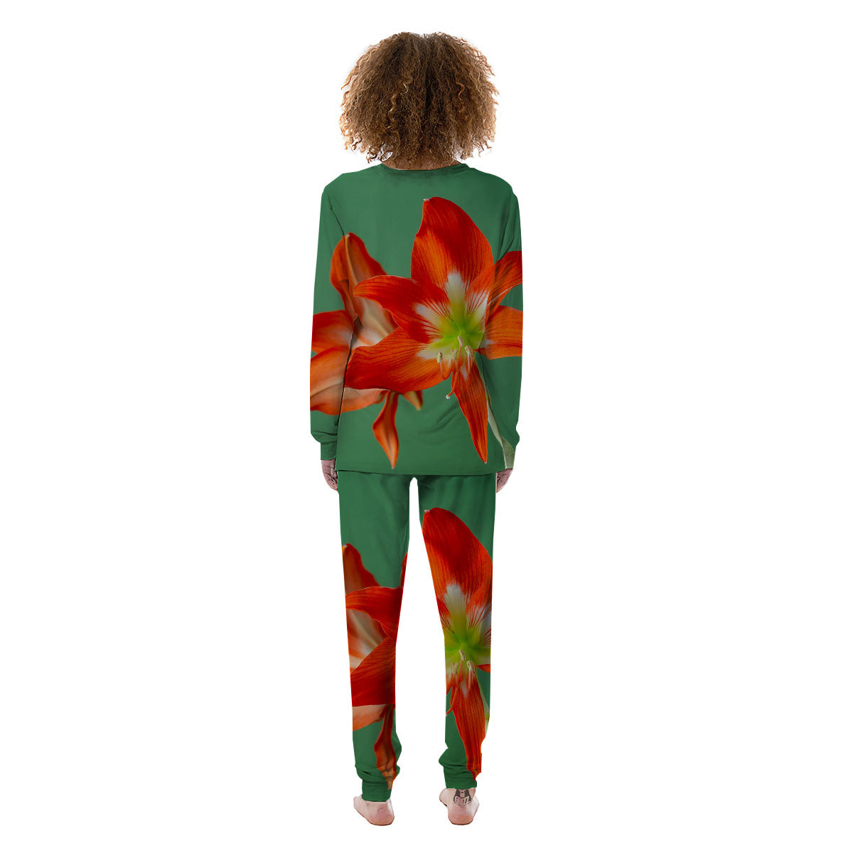 Amaryllis Orange Print Women's Pajamas-grizzshop