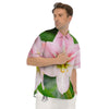 Amaryllis Pink And White Print Men's Short Sleeve Shirts-grizzshop