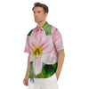 Amaryllis Pink And White Print Men's Short Sleeve Shirts-grizzshop