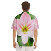 Amaryllis Pink And White Print Men's Short Sleeve Shirts-grizzshop