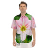 Amaryllis Pink And White Print Men's Short Sleeve Shirts-grizzshop