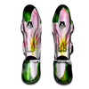 Amaryllis Pink And White Print Muay Thai Shin Guards-grizzshop