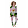 Amaryllis Pink And White Print Women's Pajamas-grizzshop