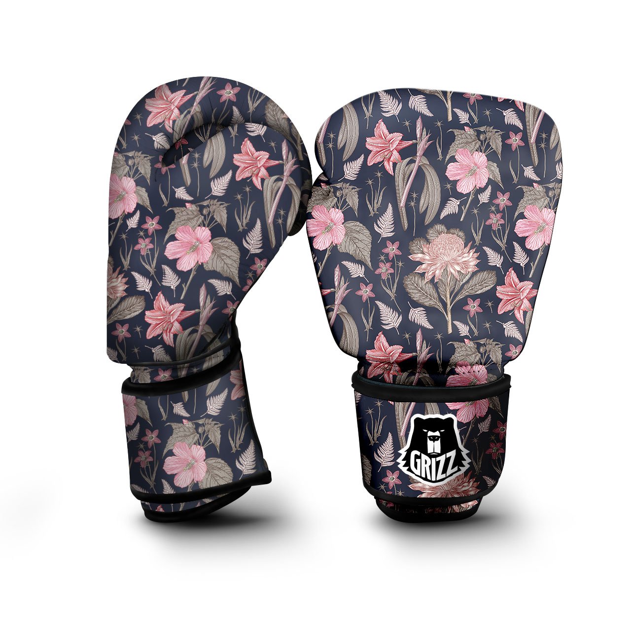 Amaryllis Pink Print Pattern Boxing Gloves-grizzshop