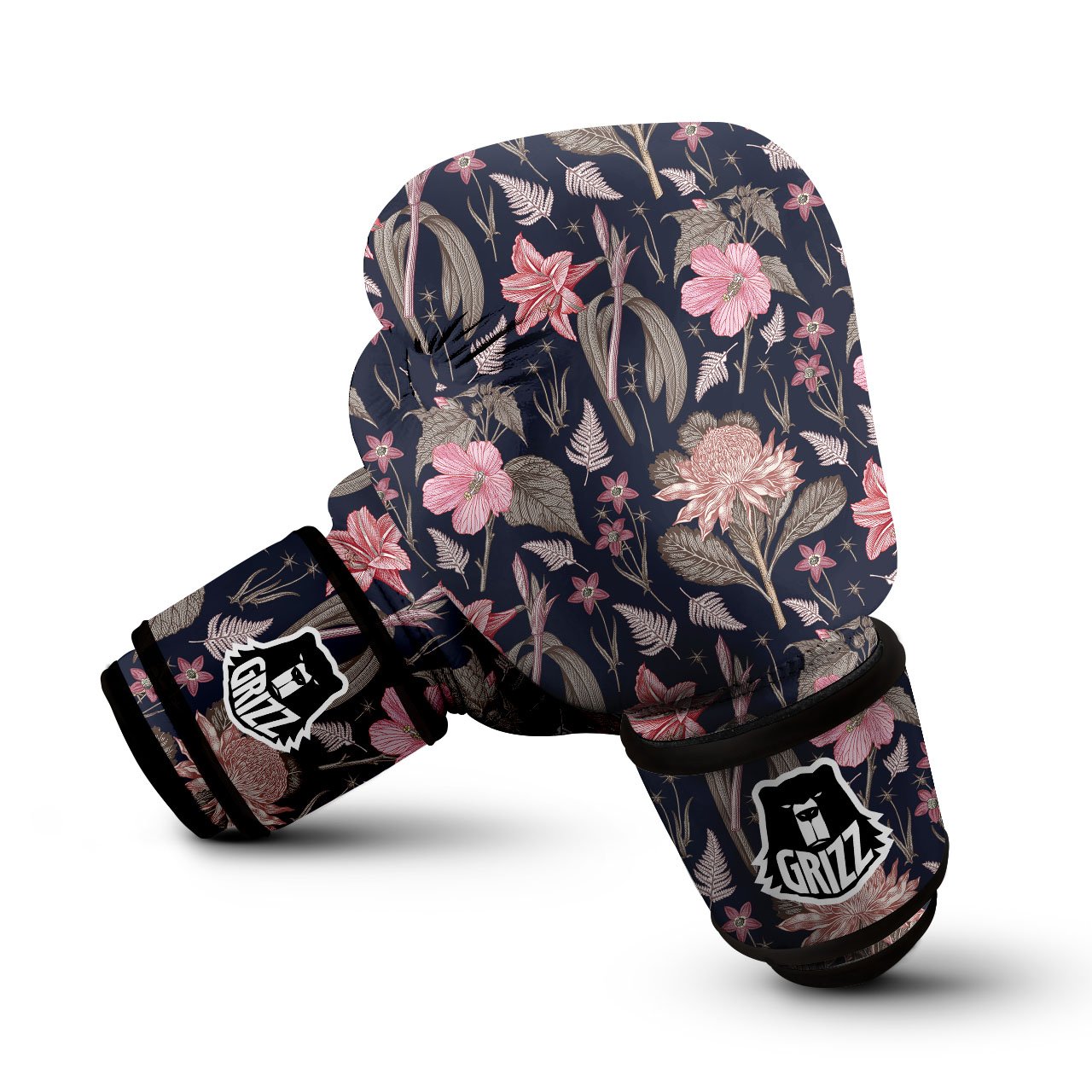 Amaryllis Pink Print Pattern Boxing Gloves-grizzshop